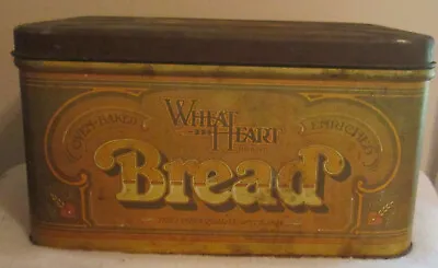 $28.85 • Buy Vintage Rustic Wheat Heart Metal Bread Box Large Tin Storage 70s Decor Farmhouse
