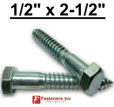 (Choose Qty) 1/2  X 2-1/2  Zinc Plated Hex Head Lag Bolt Screws A307  • $20.88