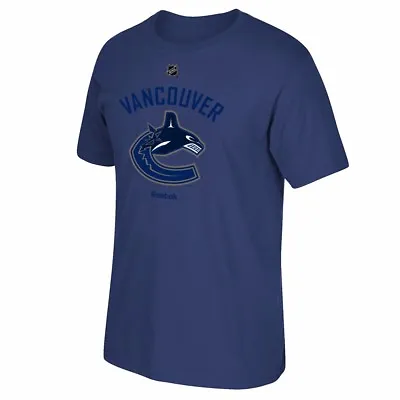 Vancouver Canucks NHL Reebok Navy Blue  Jersey Crest  Logo Graphic T-Shirt • $14