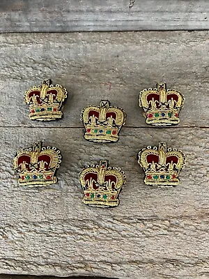 Lot Of 6 Vintage Gold Thread And Red Velvet Crown Button Covers • $12.99