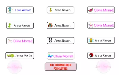 Personalised School Stickers Labels Stick On Name Tags Kids Waterproof Lunchbox • £2.49