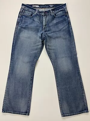 Express Kingston Boot Cut Jeans Mens 38x32 Light Wash Cotton Blue Classic Fit • $21.99