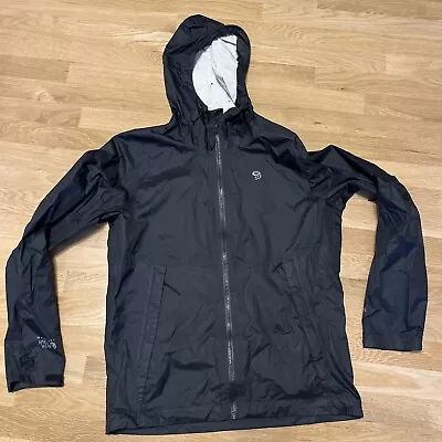 Mountain Hardwear Shell Windbreaker Hooded Jacket Mens Small Black Vapordry Peel • $19