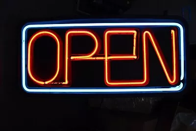 Vintage Neon “OPEN” Sign Window Large Business Electric Thank You Come Again • $99