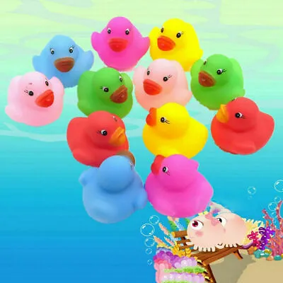 $10.99 • Buy 12/48PC Mini Colorful Bath Toys Rubber Duck For Baby Kids Shower Fun Water Toy 
