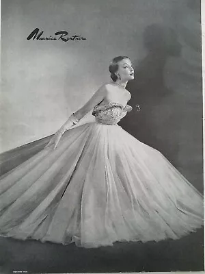 1950 Maurice Rentner Women's Evening Gown Ferdinand Vogel Photo Ad • $9.99