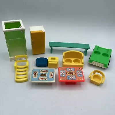 Vintage Fisher Price Little People Furniture Car Accessories Lot • $15.99