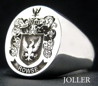 Signet Ring 19x17 XL Custom Engraved Your Family Crest Solid Silver By Joller  • £317.38