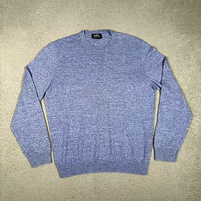 APC Rue Madame Paris Sweater Mens XL Heather Blue Pullover Golf Casual Preppy • $39.95