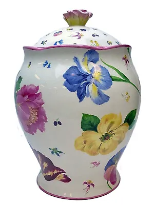 Harry And David Ceramic Floral Cookie Jar With Medford Oregon Classic Crazing • $36.09