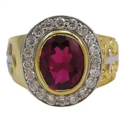 $273 • Buy 14K Yellow Gold Christian Ruby Mens Bishop Ring