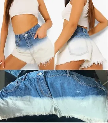£4.99 • Buy Ladies Denim Shorts Distress SEXY Half Pant Ripped Hot Pants Roll Up Boyfriend