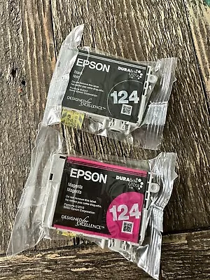 Epson 124 Black Magenta 2 Pack Ink Cartridge Genuine Exp. 4/25 • $17.99