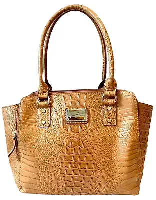 Marc Fisher CROC EMBOSSED Camel Brown 3 COMPARTMENT Shoulder Handbag/ Tote • $21.80