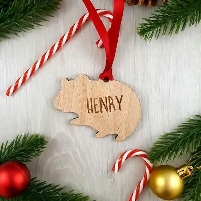 Personalised Animal Bauble - Hamster Wooden Christmas Tree Decoration Gift • £8.95