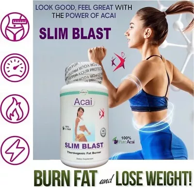 Acai Fat Burner Diet Pills Strong Weight Loss Slimming Tablets T5 Slim Blast #1 • £19.95