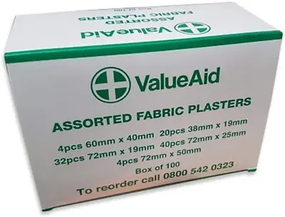 Value Aid Assorted Fabric Plasters - Box Of 100 • £7.09