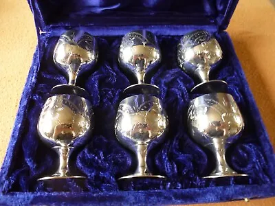 Beautiful Vintage Set Of 6 Silver Plated Miniature Goblets.   • £14.99