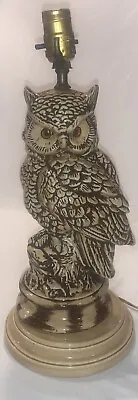 Vintage 70’s Large Ceramic Mold Hand Painted Owl Table Lamp No Shade* See Notes • $84.99