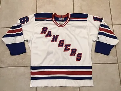 Vintage Pat LaFontaine New York Rangers Jersey Starter Mens XL White Red Blue • $99.99