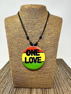 Reggae Vibes Rasta Wood Pendant Necklace - Adjustable & Eco-Friendly • $14.95