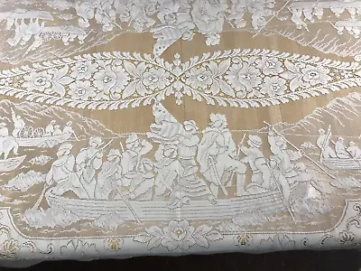 Quaker Lace Bicentennial Washington Eagle Liberty Bell Tablecloth 108x70  RARE • $48.98