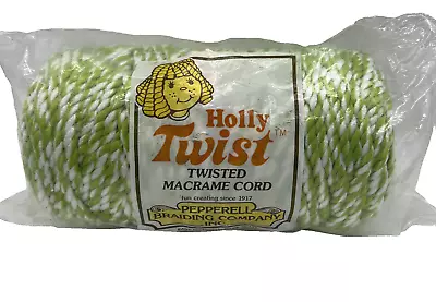 Holly Twist Twisted Macrame Cord 6mm 100 Yards Green & White Christmas NOS Vtg • $20.90