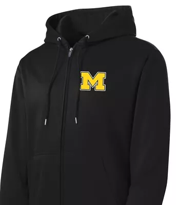 Michigan Jacket Full Zip Hoodie Black Hooded Wolverines Zipper Sweatshirt • $53.99