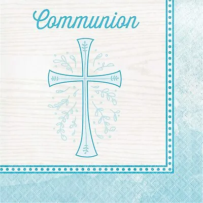 Religious Blue Cross Communion Luncheon Paper Disposable Napkins – 16 Count • £7.32
