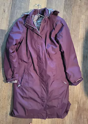 Eddie Bauer Girl On The Go Waterproof Trench Coat Size Tall XL BURGUNDY • $82.99