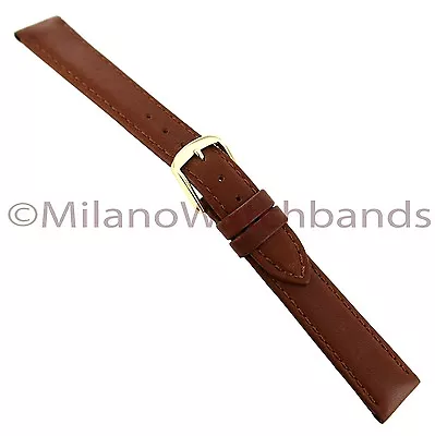 16mm Hadley Roma Tan Brown Padded Stitched Genuine Leather Watch Band Reg 714 • $16.95