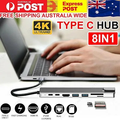 $29.92 • Buy 8in1 USB-C Type C HD Output 4K HDMI Usb 3.0 HUB Adapter For MacBook IPad Pro DF