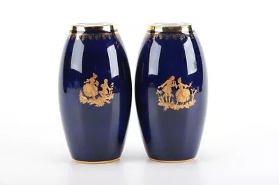 Pair Of Gilt And Cobalt Limoges Vases (Chris Dan) • $80