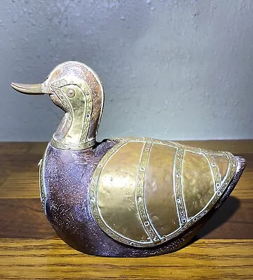 Duck Figurine Wood And Metal - Very Decorative • $25