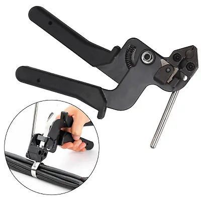 Metal Cutter Tool Cable Tie Fasten Gun Pliers Crimper Stainless Steel Tensioner • £15.59