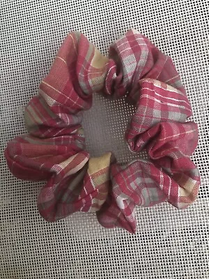 Pink Tartan Scrunchies Hair Band Fabric Tie Elastic Bobble UK • £3.25