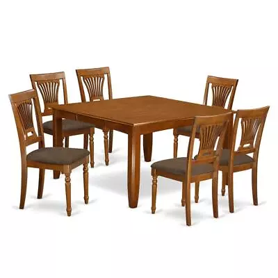 PFPL7-SBR-C 7 Pc Dining Room Set-Table With Leaf And 6 Kitchen Chairs. • $828.01