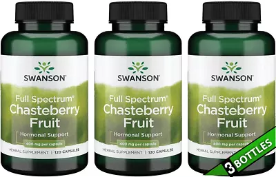 3 Pack Chasteberry Fruit 400 Mg 360 Caps (3x120) Menopausal & Menstrual Support • $19.90