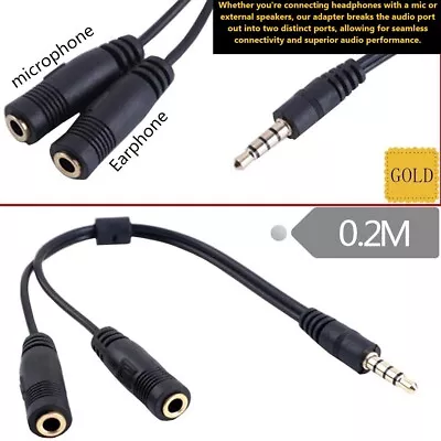 Headset Splitter Adapter Cable 3.5mm Female To Two Male Aux Mic For PC Laptop  • $18.99