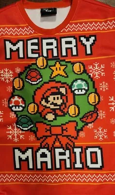 $22.50 • Buy Nintendo Super Mario Bros Christmas Red Ugly Sweater Sweatshirt ThinkGeek Mens M