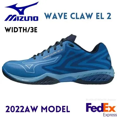 Mizuno Badminton Shoes WAVE CLAW EL 2 Blue / Sax 71GA2280 06 Unisex 3E 2022AW • $116.50