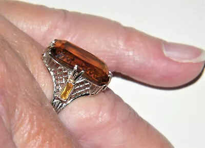 $689.95 • Buy Art Deco 10K Solid White GOLD  BELAIS  MADEIRA CITRINE RING Signed~Sz 5.5~Brown