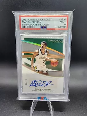 Magic Johnson 2021 Immaculate Ink Auto Collegiate Gold /10 #MJO PSA 9 Lakers HOF • $119