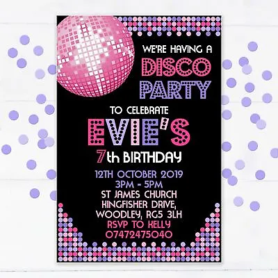 Personalised Disco Dance Party Invitations Birthday Invites 10 + Envelopes • £5.95