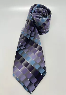 Van Heusen Men's Silk Tie Purple Lavender Blue Design Extra Long 63 Inch $45 NWT • $17