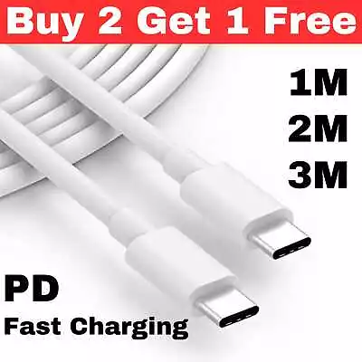 USB-C To USB C Fast Charger Cable PD Dual Type-C Phone Charging Data Sync 2M 3M • £3.59