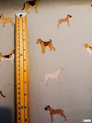 £1.50 • Buy Dog Fabric Airedale Terrier Pug Labrador Boxer Beagle French Bulldog GSD Blue