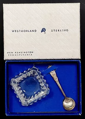 Vintage Westmoreland Salt Cellar With Milburn Rose Sterling Silver Spoon! • $19.99