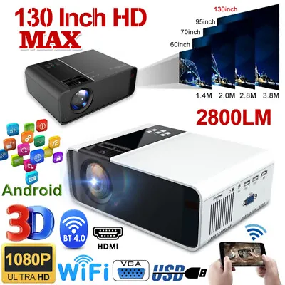 23000Lumens 4K Projector 1080P HD WiFi Bluetooth Mini 3D LED Home Theater Cinema • $106.39