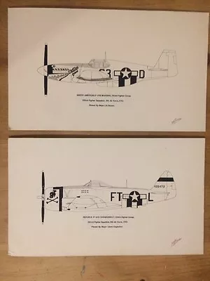 P-51B Mustang P-47D Thunderbolt Marten Bacon Signed Aviation Art Lot Of 2 • $67.50